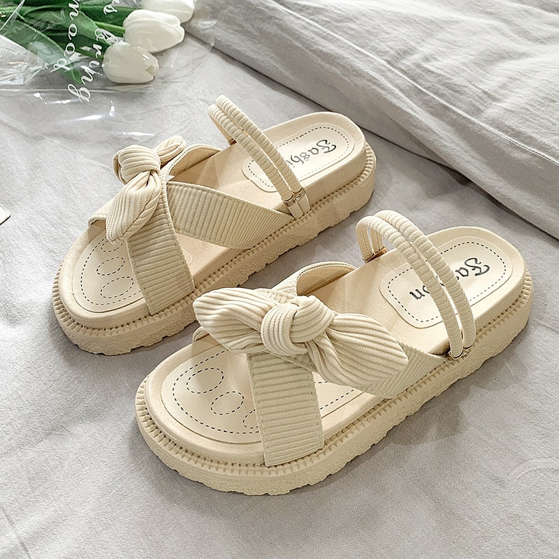 Summer Women's Sandals Roman Round Toe Rubber Thick Sole Non-Slip Open Toe Beach Green Casual Ladies Slippers Zapatos Mujer