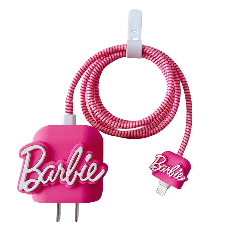 1.4M Barbie Letter 20W Charging Head Cover Kawaii Girls Accessory Protective Cover Cable Case Mobile Phone Holder Bracket Gifts AMAIO