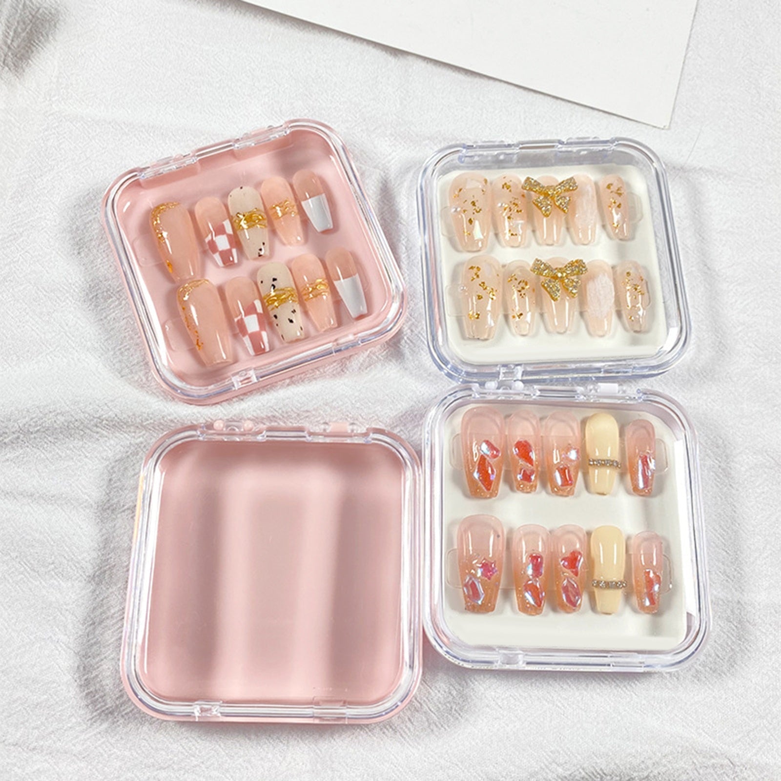 10 Pieces Press on Nail Storage Box 3x3inch Acrylic Nail Packing Box for Home Use Nail Salon Nail Display Case AMAIO