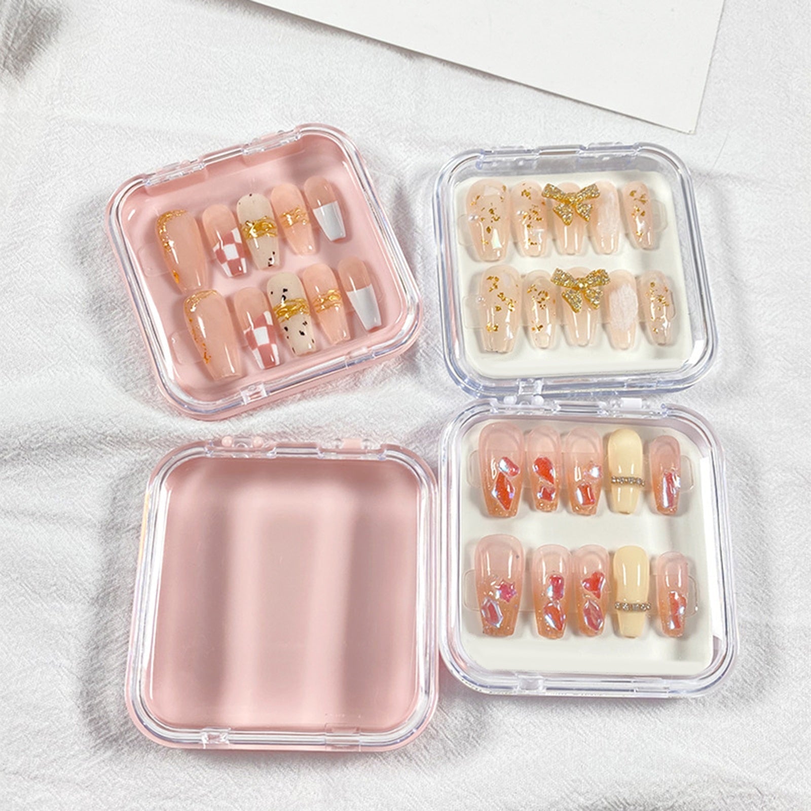 10 Pieces Press on Nail Storage Box 3x3inch Acrylic Nail Packing Box for Home Use Nail Salon Nail Display Case