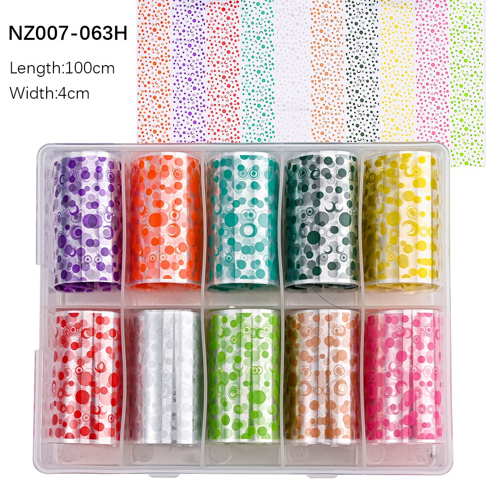 100 Patterns Animal Nail Foils 10ROLLS BOXED Transfer Paper Stickers Sliders DIY Water Marble Boxed Nail Foil NZ-1H 86