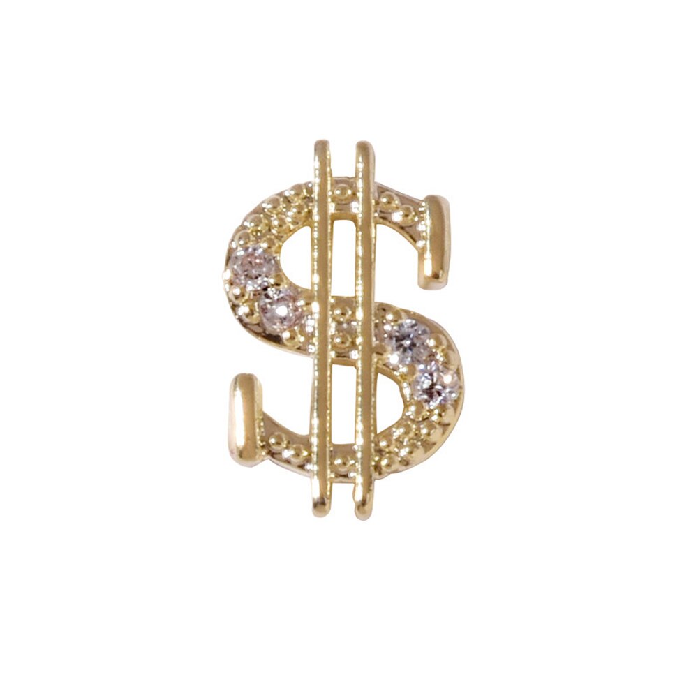 10pcs Gold Dollar Sign Nail Charm 3D Alloy New Trendy Money Press On Nail Rhinestone Jewelry Luxury DIY Manicure Supplies