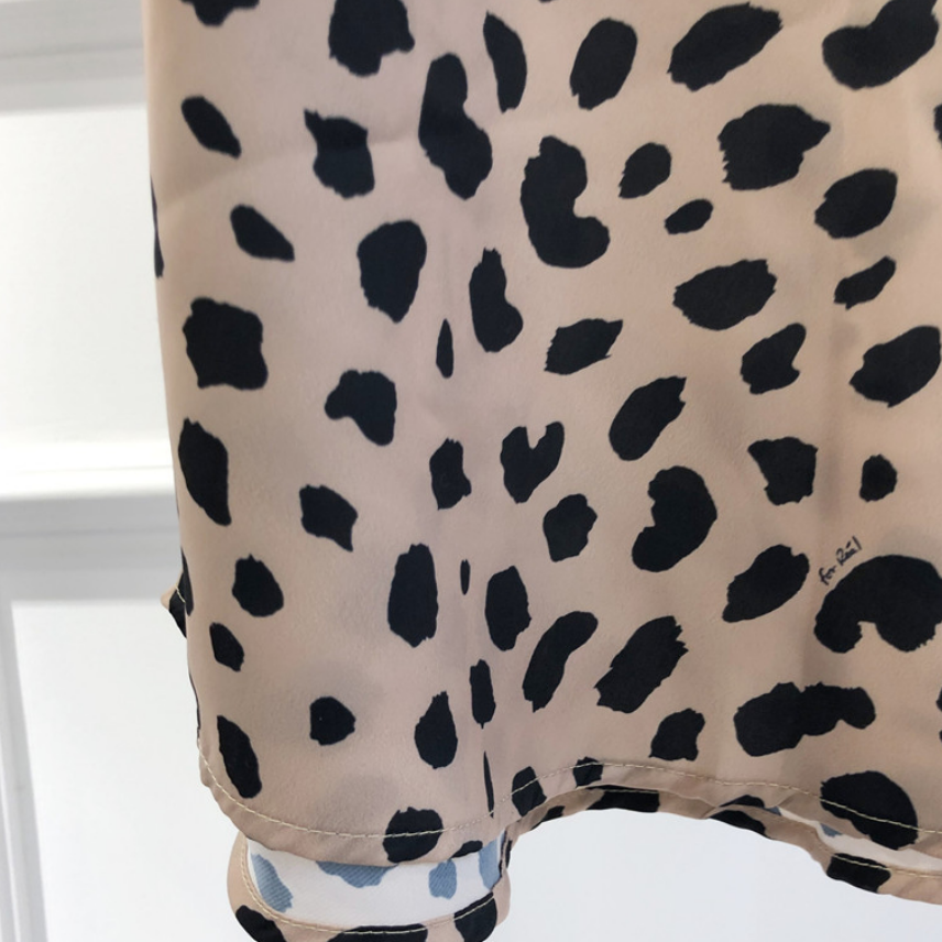 Wild leopard heavyweight anti-silk satin fishtail slim high waist skirt