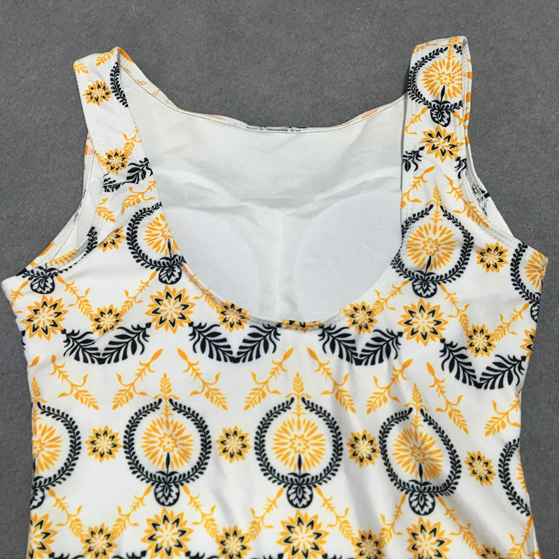 Retro print bikini one-piece swimsuit