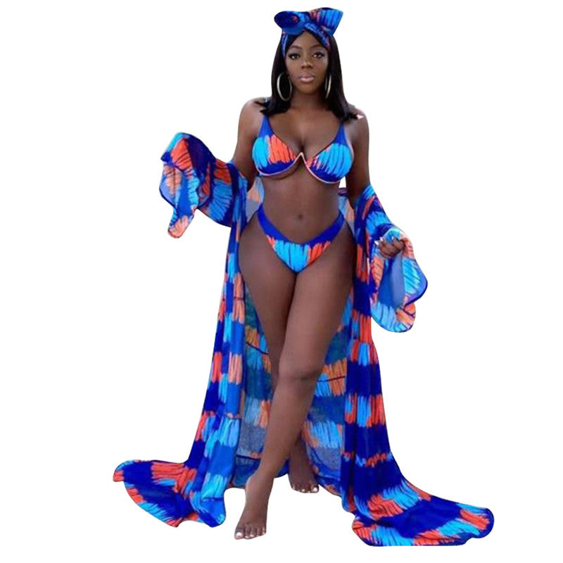 Sexy Spring And Summer Digital Printing Split Swimsuit Three-piece Suit