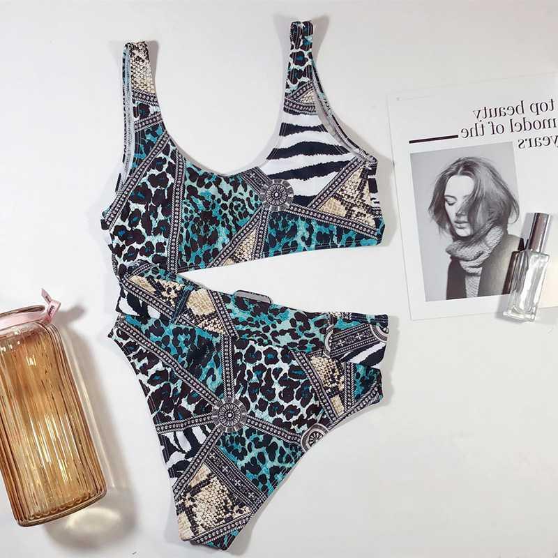 U-neck snake swimsuit ladies split swimsuit