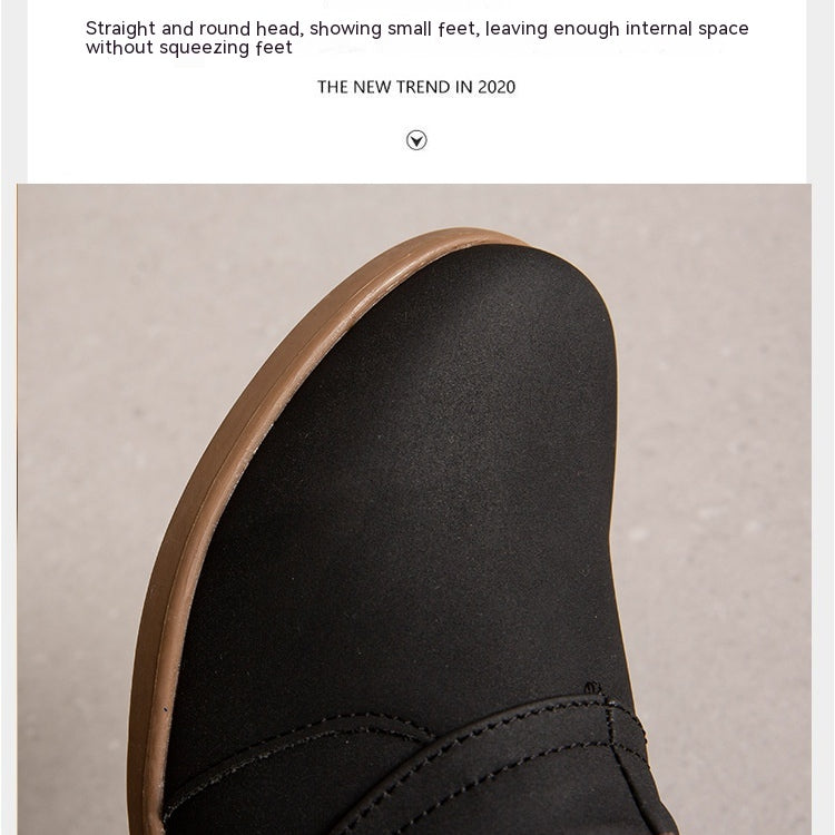 Plus Size Long Tube Women's Boots Chunky Heel Side Zip Wool Stitching