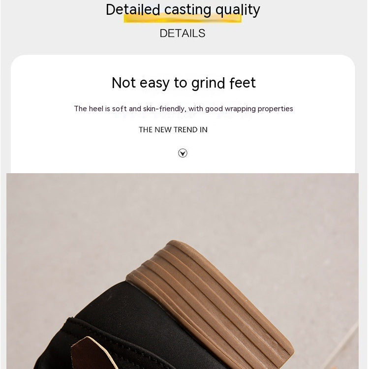 Plus Size Long Tube Women's Boots Chunky Heel Side Zip Wool Stitching