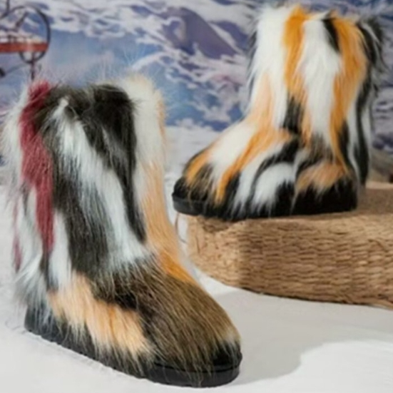 Plus Size Women's Shoes Fashion All-match Fur Boots Women's Shoes