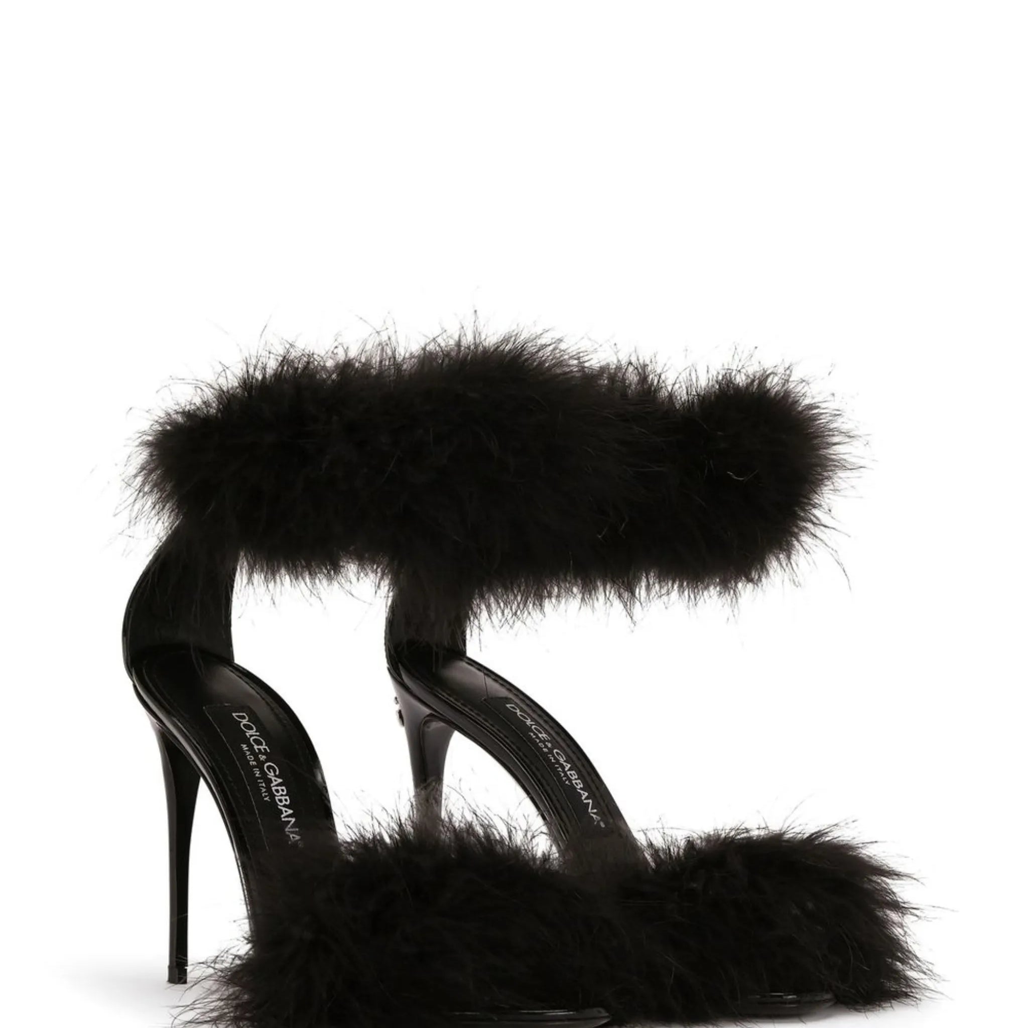 Latest Black Fur Sandals Pointed Toe Spring Summer Solid Stiletto Orange Ankle Buckle Strap Women Sexy Latin Dance Shallow Shoes