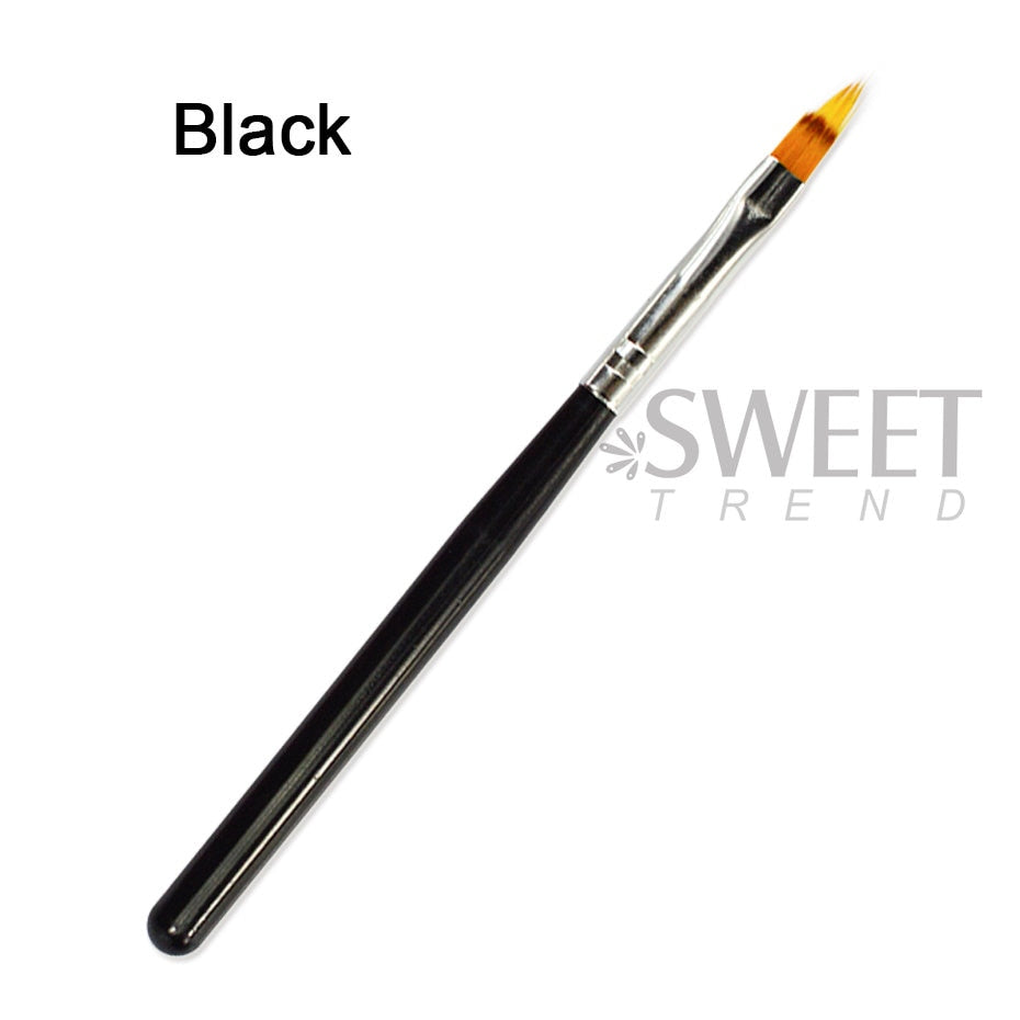 1pcs Nail Brush Pen UV Gel Gradient Bloom Nail Art Painting Wood Handle Nylon Hair Black White Red Draw Manicure Nail Tool JI285 Black
