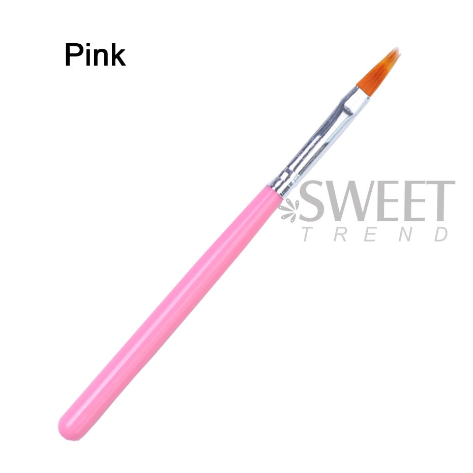 1pcs Nail Brush Pen UV Gel Gradient Bloom Nail Art Painting Wood Handle Nylon Hair Black White Red Draw Manicure Nail Tool JI285 Pink