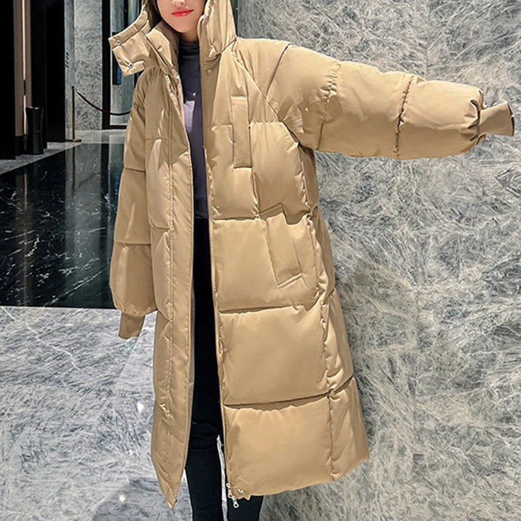 -20 degrees Winter Women long Parkas Jackets Casual Hooded Thick Warm Windproof Parkas Coat Fashion Female outwear Long parkas Khaki
