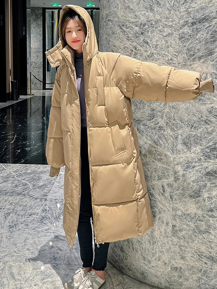 -20 degrees Winter Women long Parkas Jackets Casual Hooded Thick Warm Windproof Parkas Coat Fashion Female outwear Long parkas Khaki