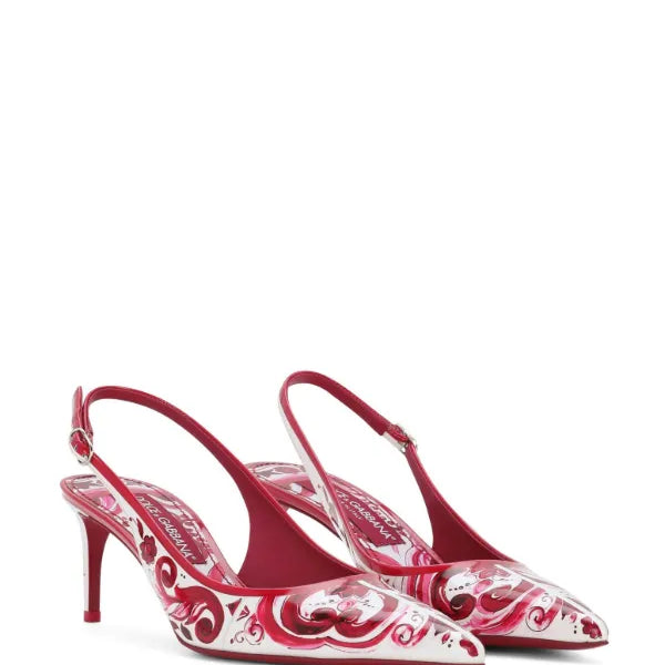 Red Mixed Color Sandals Women Luxury Designer Pointed Toe High Heels 6CM Back Strap Lambskin Buckle Strap Summer Prints Shoes