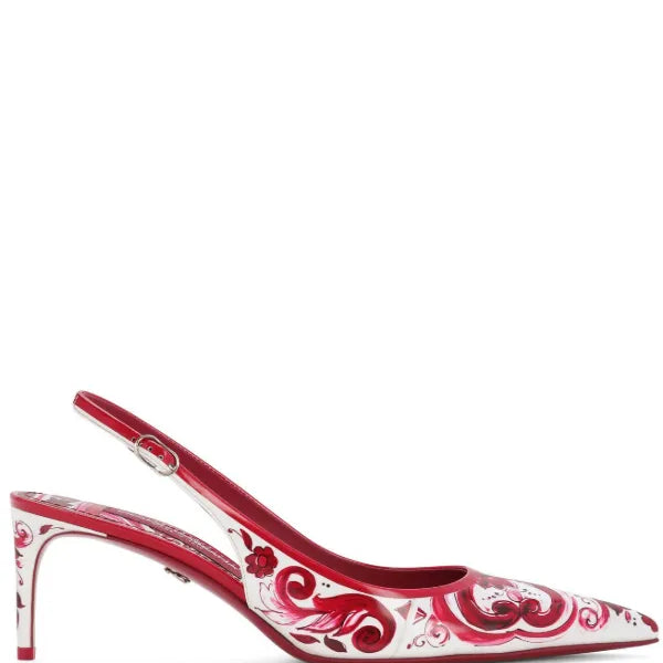 Red Mixed Color Sandals Women Luxury Designer Pointed Toe High Heels 6CM Back Strap Lambskin Buckle Strap Summer Prints Shoes