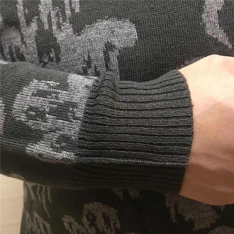 2022 Halloween New-arriving Adult Unisex Men and Women Crew Neck Cute Vintage Knit Ghost Pattern Ugly Halloween Sweater