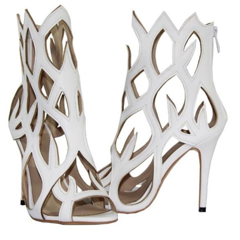 2022 Hollow Cover Heel Zipper Women Sandals Newest Roman Shoes Irregular High Heels Gladiator Sexy Peep Toe Summer Shoes on Heel