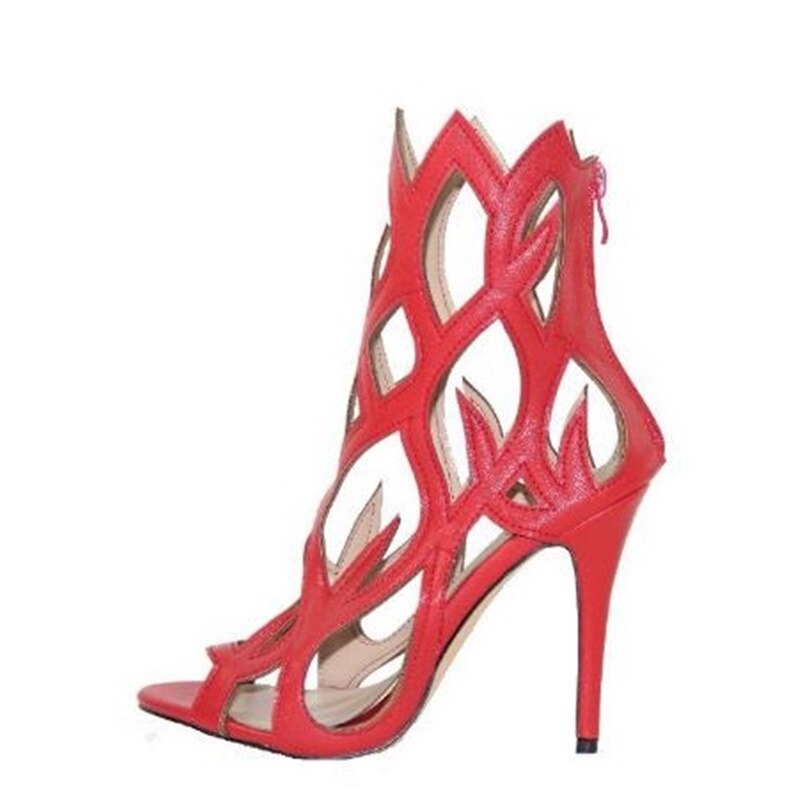 2022 Hollow Cover Heel Zipper Women Sandals Newest Roman Shoes Irregular High Heels Gladiator Sexy Peep Toe Summer Shoes on Heel