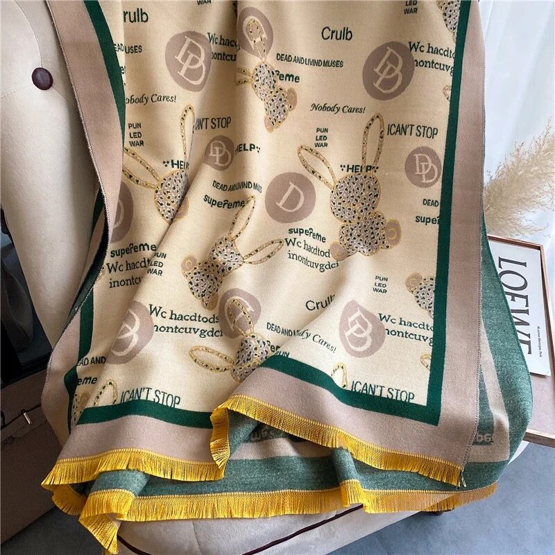 2022 Luxury Cashmere Sacarf for Women Leopard Print Thick Blanket with Tassel Large Shawl and Wrap Bufanda Winter Warm Echarpe WYT151-5