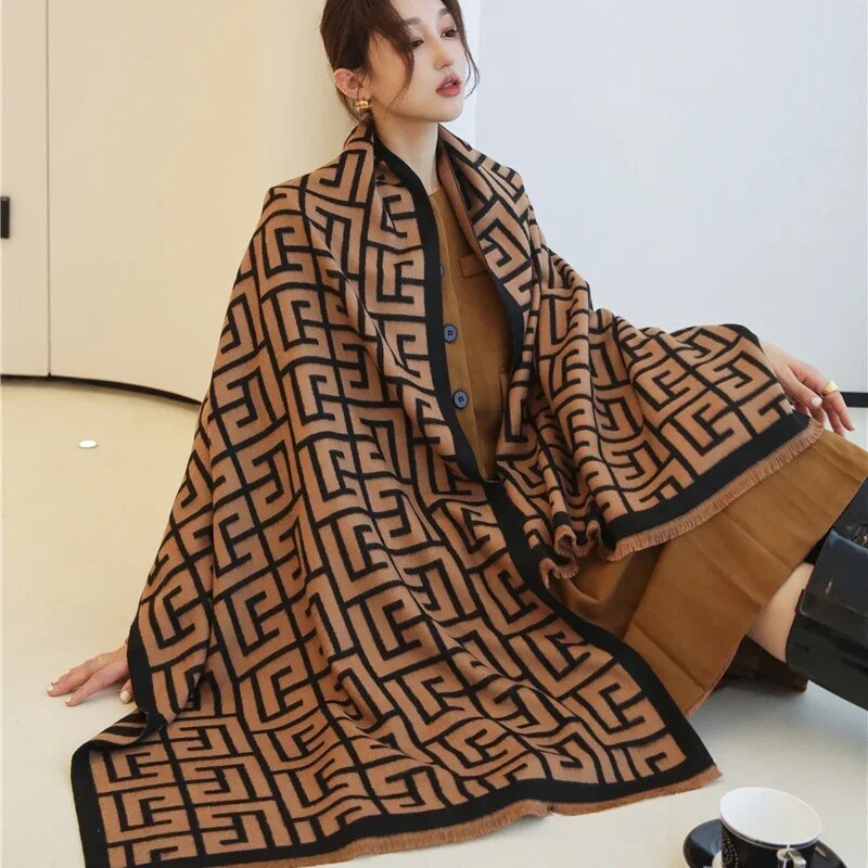 2022 Luxury Cashmere Sacarf for Women Leopard Print Thick Blanket with Tassel Large Shawl and Wrap Bufanda Winter Warm Echarpe AMAIO