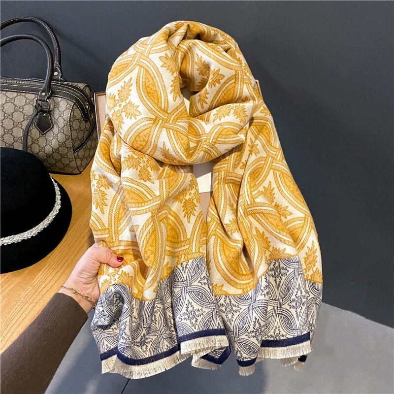 2022 Luxury Cashmere Sacarf for Women Leopard Print Thick Blanket with Tassel Large Shawl and Wrap Bufanda Winter Warm Echarpe WYT324-1