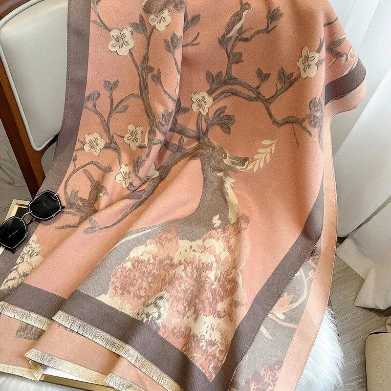 2022 Luxury Cashmere Sacarf for Women Leopard Print Thick Blanket with Tassel Large Shawl and Wrap Bufanda Winter Warm Echarpe WYT266-4