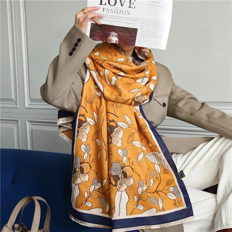 2022 Luxury Cashmere Sacarf for Women Leopard Print Thick Blanket with Tassel Large Shawl and Wrap Bufanda Winter Warm Echarpe WYT50-1