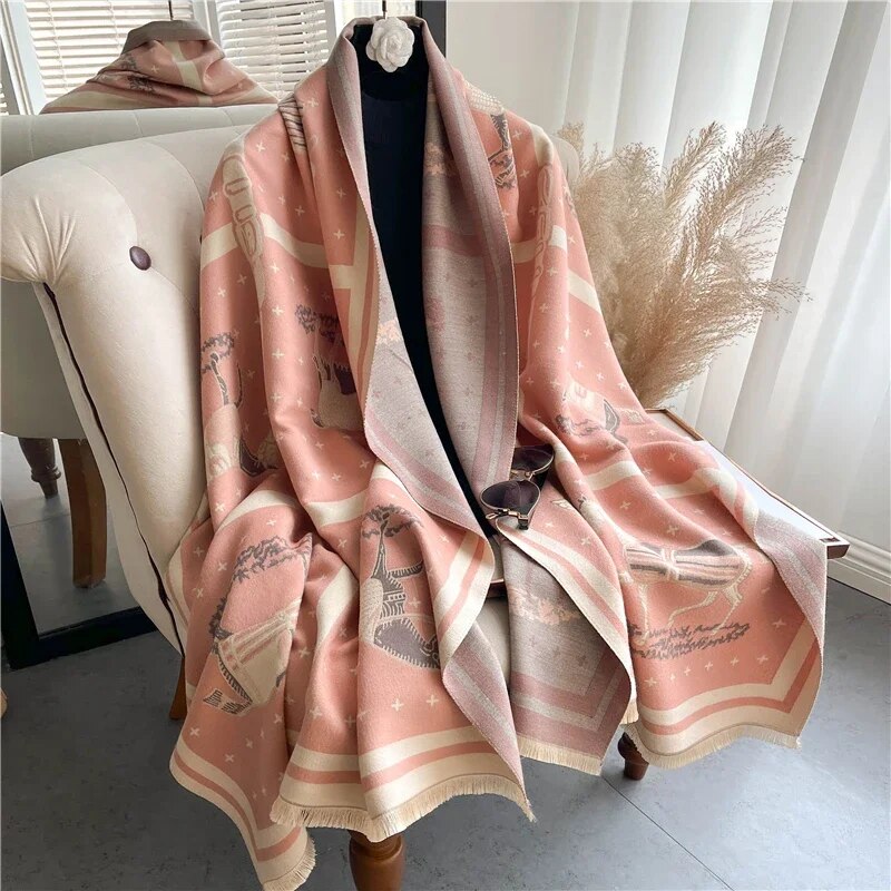 2022 Luxury Cashmere Sacarf for Women Leopard Print Thick Blanket with Tassel Large Shawl and Wrap Bufanda Winter Warm Echarpe WYT332-3