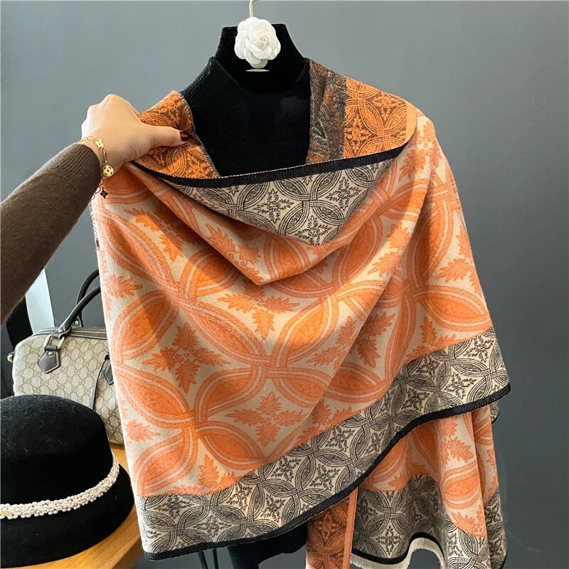 2022 Luxury Cashmere Sacarf for Women Leopard Print Thick Blanket with Tassel Large Shawl and Wrap Bufanda Winter Warm Echarpe WYT324-3