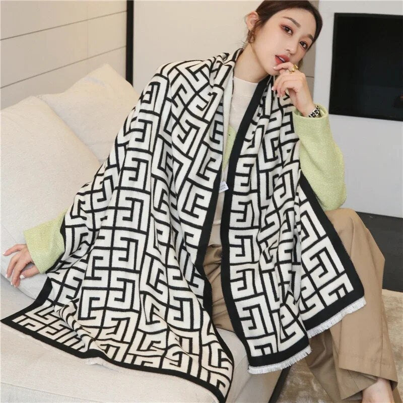 2022 Luxury Cashmere Sacarf for Women Leopard Print Thick Blanket with Tassel Large Shawl and Wrap Bufanda Winter Warm Echarpe WYT164-3