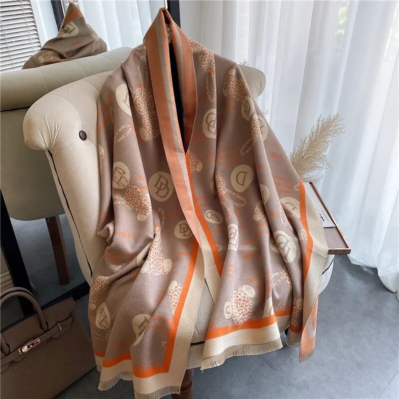 2022 Luxury Cashmere Sacarf for Women Leopard Print Thick Blanket with Tassel Large Shawl and Wrap Bufanda Winter Warm Echarpe WYT151-1