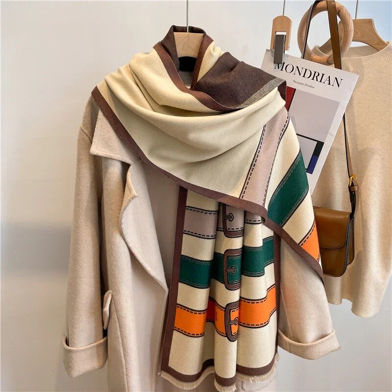 2022 Luxury Cashmere Sacarf for Women Leopard Print Thick Blanket with Tassel Large Shawl and Wrap Bufanda Winter Warm Echarpe WYT327-3