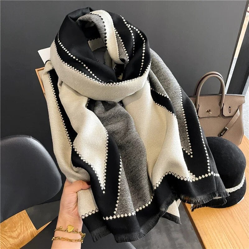 2022 Luxury Cashmere Sacarf for Women Leopard Print Thick Blanket with Tassel Large Shawl and Wrap Bufanda Winter Warm Echarpe WY-Y01-3