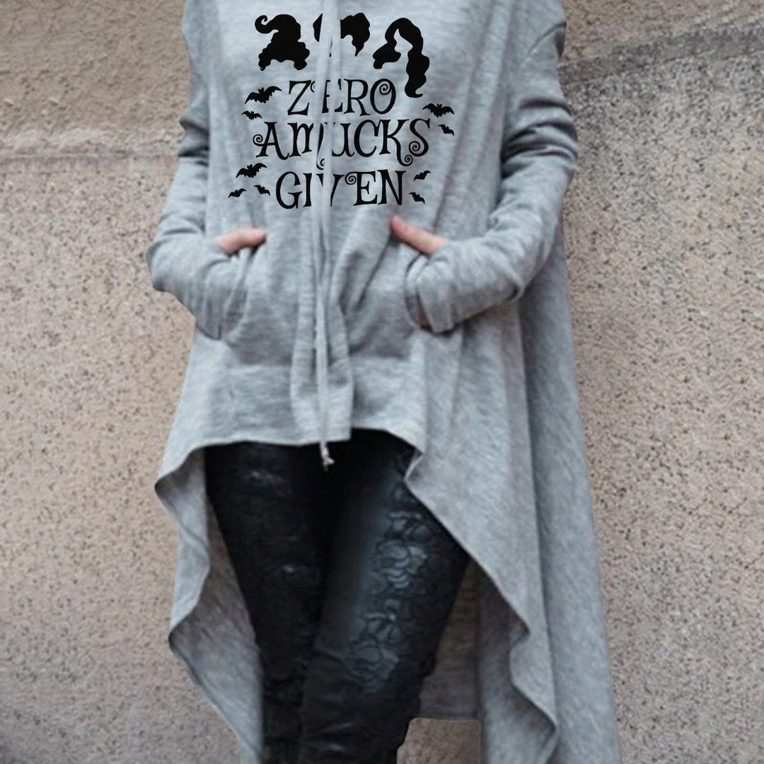 2022 autumn and winter Halloween new European and American irregular solid color printing long sweater cloak hooded women's swea Silver