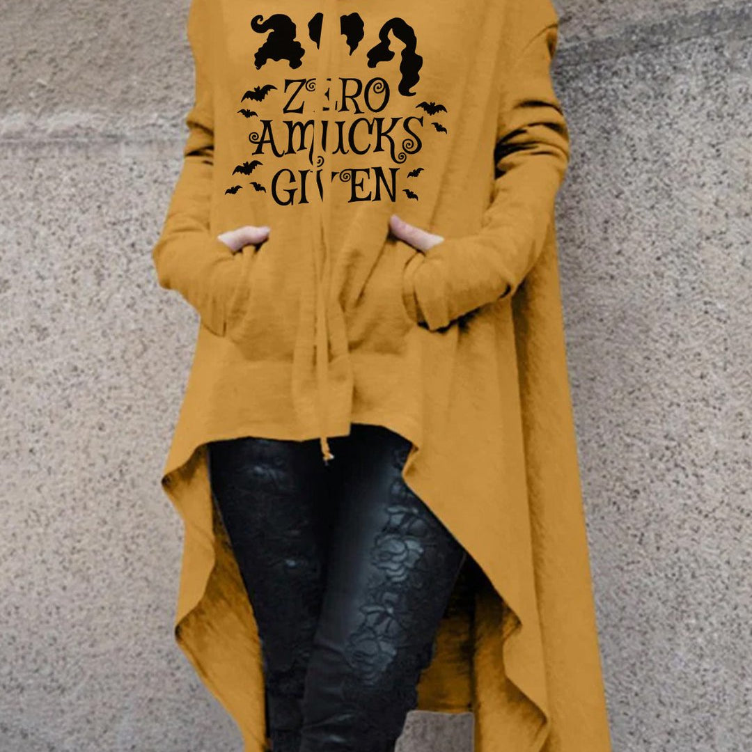 2022 autumn and winter Halloween new European and American irregular solid color printing long sweater cloak hooded women's swea Coral Red