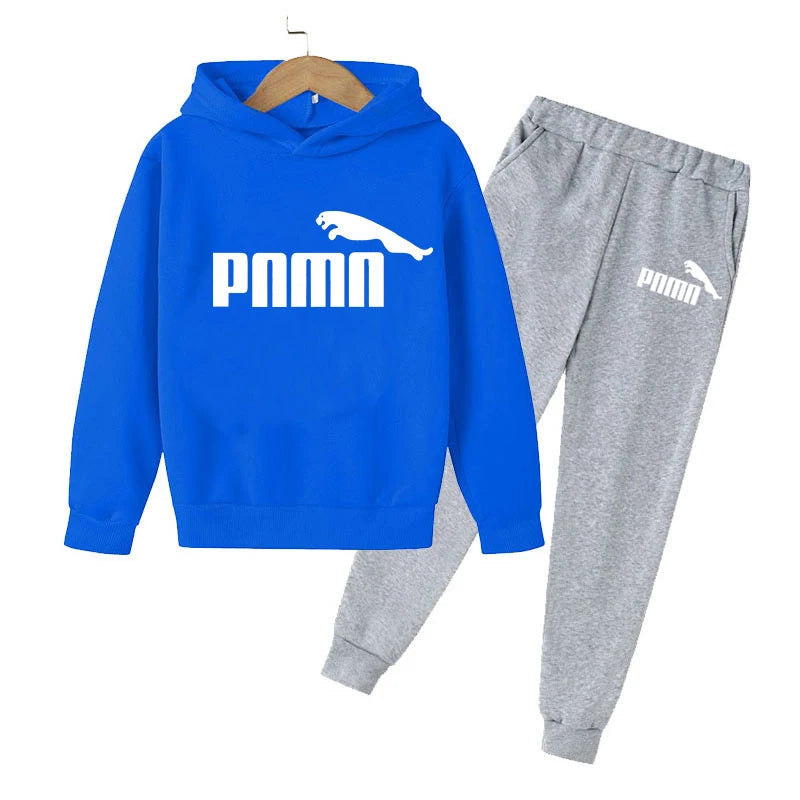 2023 Children's Boys Handsome Sweatshirt Spring and Autumn Hoodie+Pants 2-piece Sets Boys Girls Outdoor Jogging Casual Wear Coat P46 Black