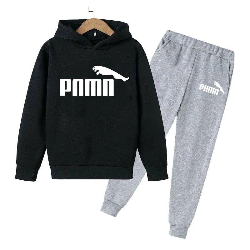 2023 Children's Boys Handsome Sweatshirt Spring and Autumn Hoodie+Pants 2-piece Sets Boys Girls Outdoor Jogging Casual Wear Coat P46 Pink Gray