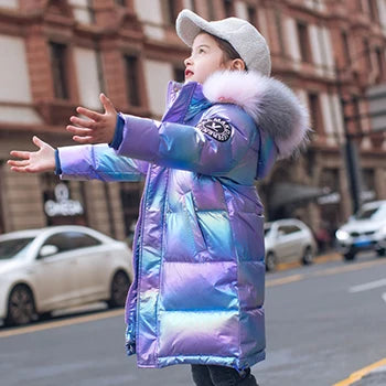2023 Winter Down Jacket For Girls Coat Waterproof Shiny Hooded Children Outerwear Clothing 5-14 Year Teenage Kids Parka Snowsuit as the picture