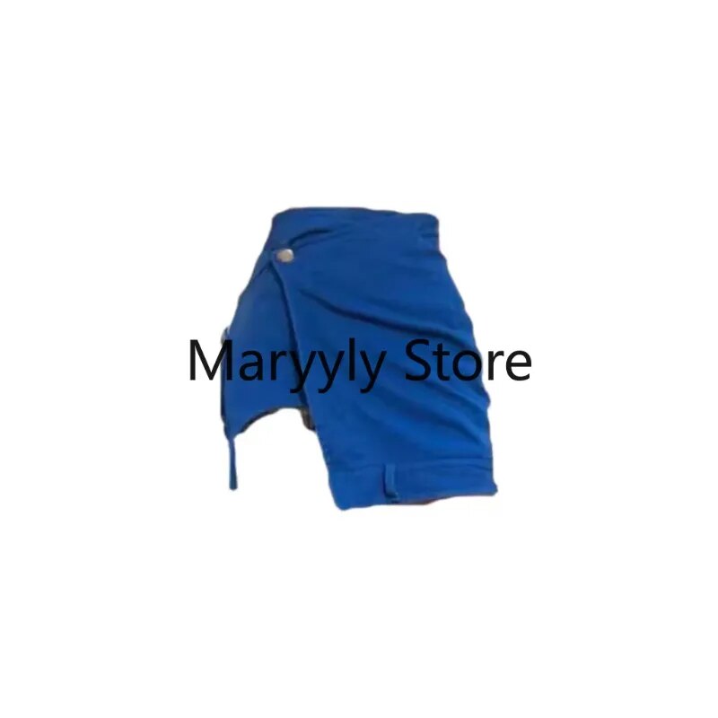 2024 Autumn Fashion Suits Chic Japanese Long Sleeve Y2k Two Piece Dress Set Female Casual Blouse + Blue High Waist Mini Skirts Only Skirt