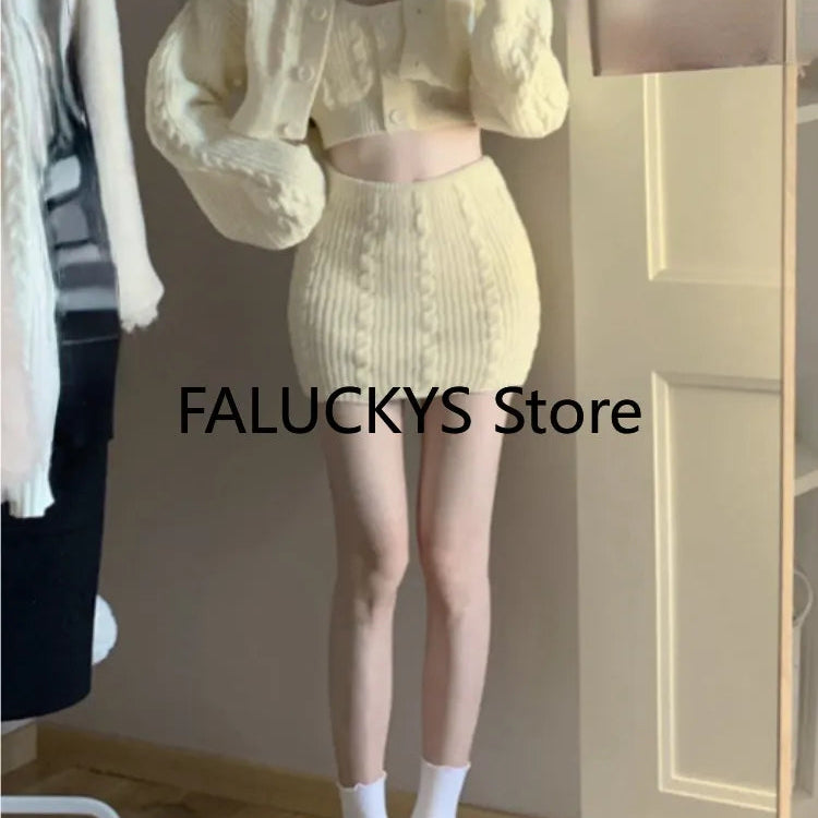 2024 Autumn Sweet Skirt 3 Piece Set Office Lady Casual Blouse + Slim Sexy Vest + Women Party Mini Skirt Korean Fashion Chic