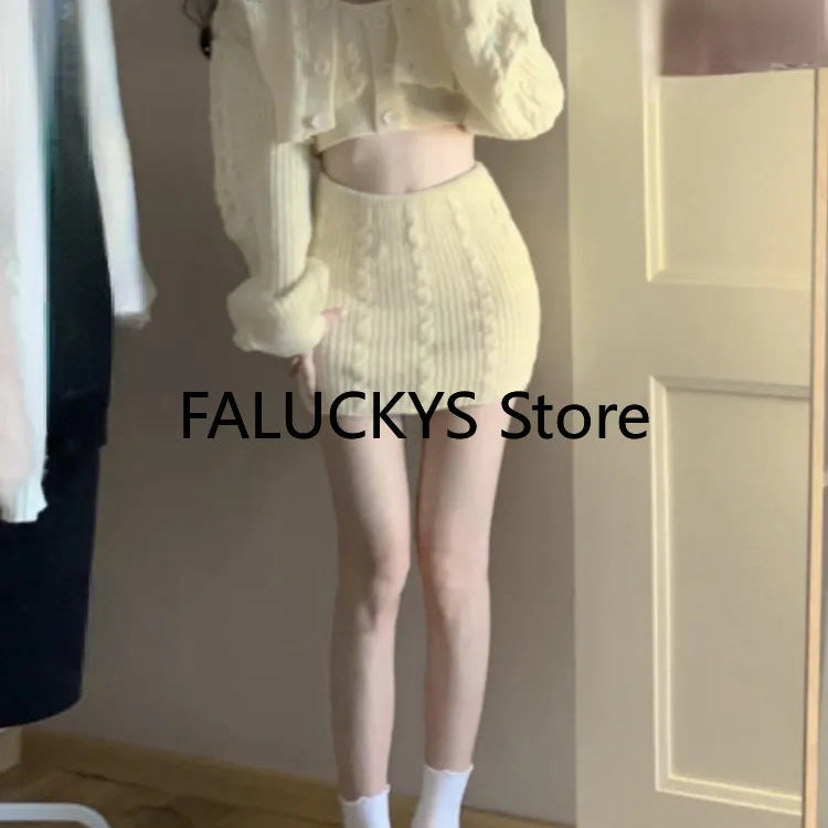 2024 Autumn Sweet Skirt 3 Piece Set Office Lady Casual Blouse + Slim Sexy Vest + Women Party Mini Skirt Korean Fashion Chic