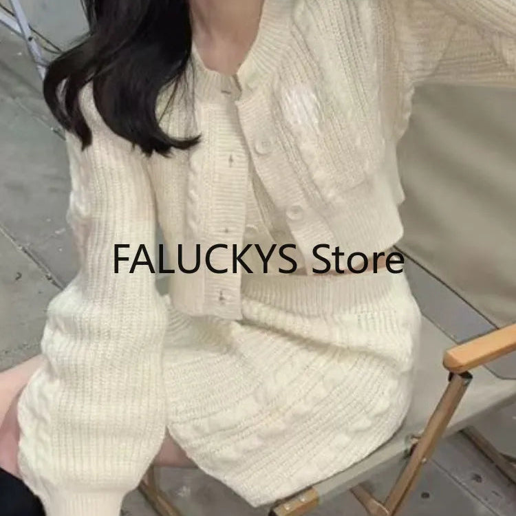 2024 Autumn Sweet Skirt 3 Piece Set Office Lady Casual Blouse + Slim Sexy Vest + Women Party Mini Skirt Korean Fashion Chic