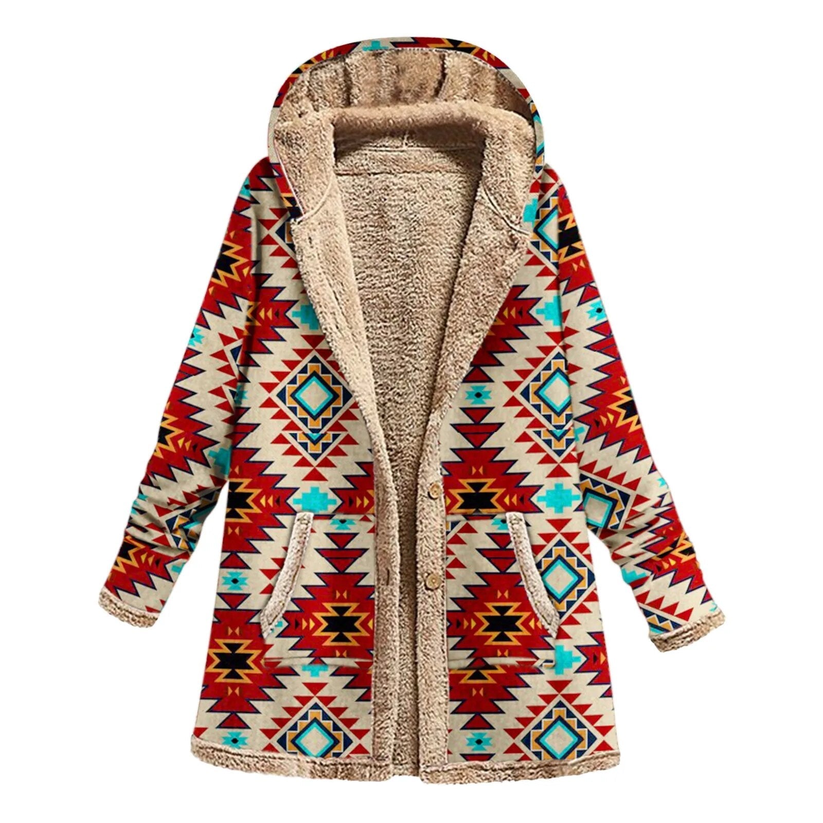 2024 Autumn Winter Hot Selling Cotton and Linen Printed Hooded Sweater Woman Warm Plush Jacket Women Khaki