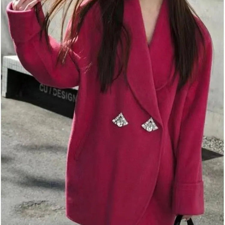 Double-sided Cashmere Coat 2023 Autumn Winter Women's Long Loose
