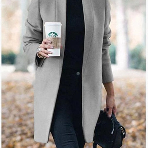 2024 Autumn/Winter New European and American Fashion Solid Neck Woolen Coat qianhui