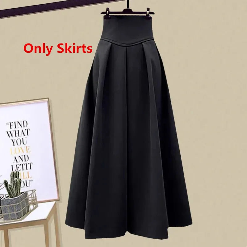 2024 Autumn Winter Skirt Sets For Women Outfits Korean Casual Knitwears Pullover Sweater And High Waist Skirts Two Piece Sets Skirts