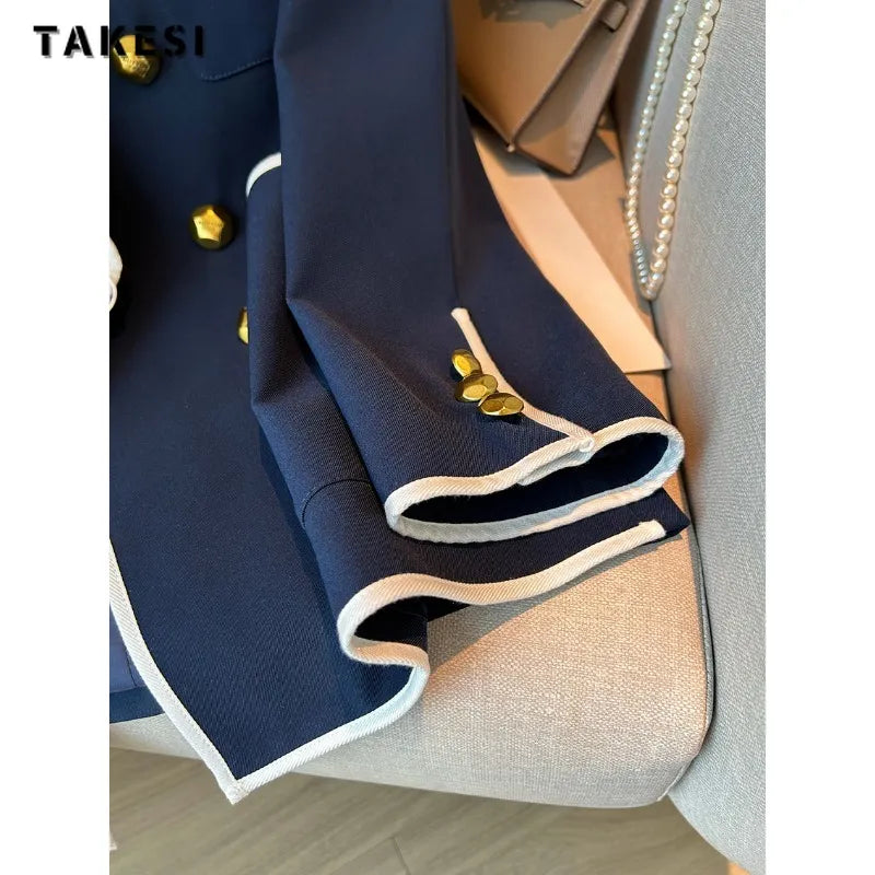 2024 Autumn Winter Women Office Lady Style Patchwork Long Sleeve Loose Blazers Vintage Casual Notched Collar Luxury Suits