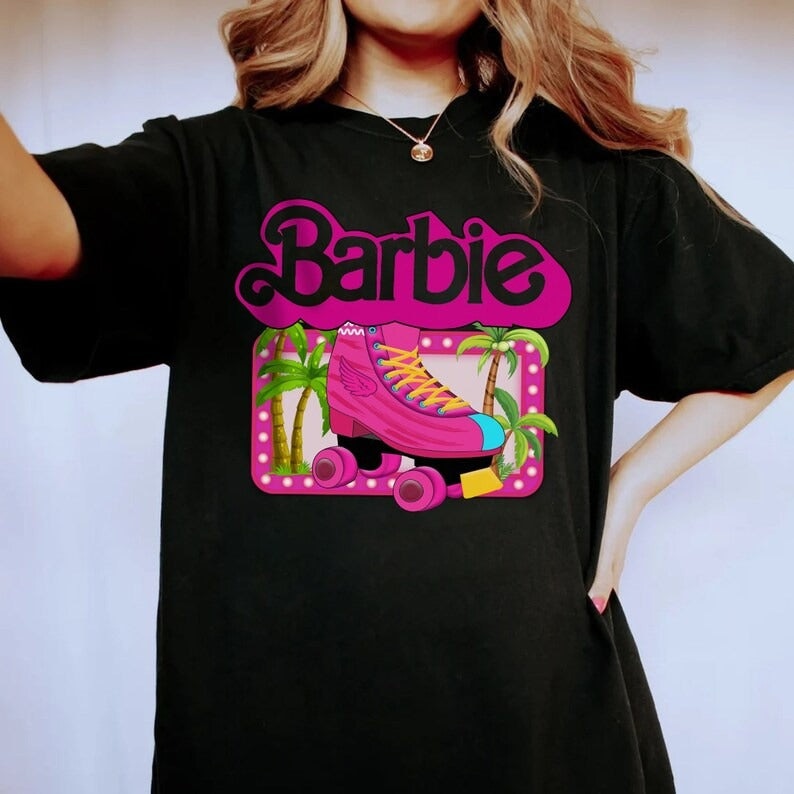 2024 Barbie Short-Sleeved Fashion Ladies T-Shirt Y2K Girls Summer Printing Soft Loose Round Neck Tops Undershirt Yoga Clothes 3