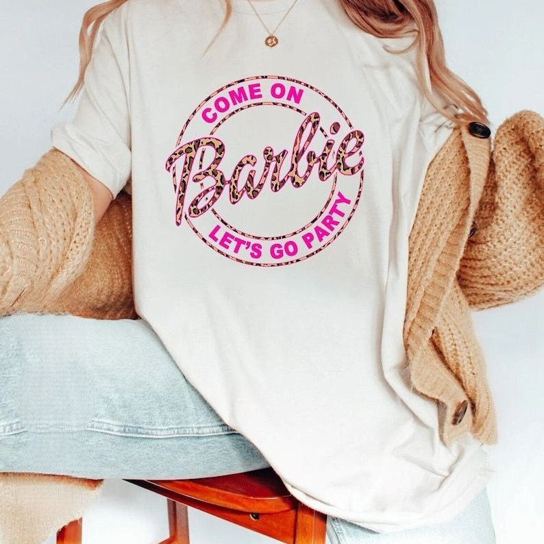 2024 Barbie Short-Sleeved Fashion Ladies T-Shirt Y2K Girls Summer Printing Soft Loose Round Neck Tops Undershirt Yoga Clothes 5